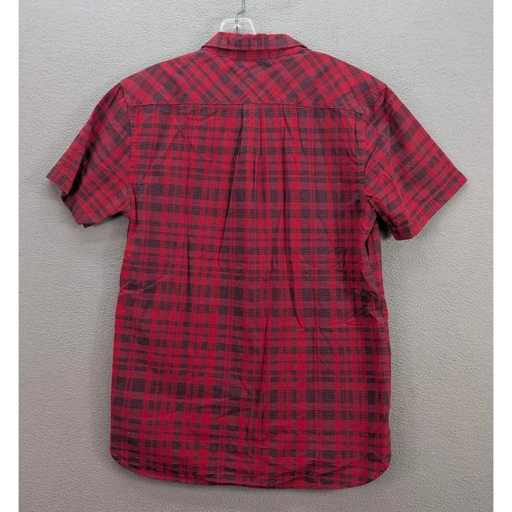 Levi's Plaid Short Sleeve Button Up Shirt Men's M Red Black Cotton Casual Preppy